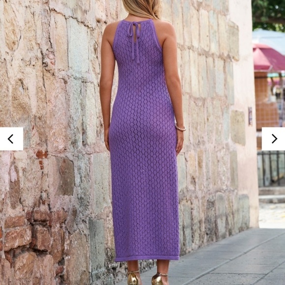 BOSTON PROPER PURPLE MIDI DRESS - Picture 2 of 14